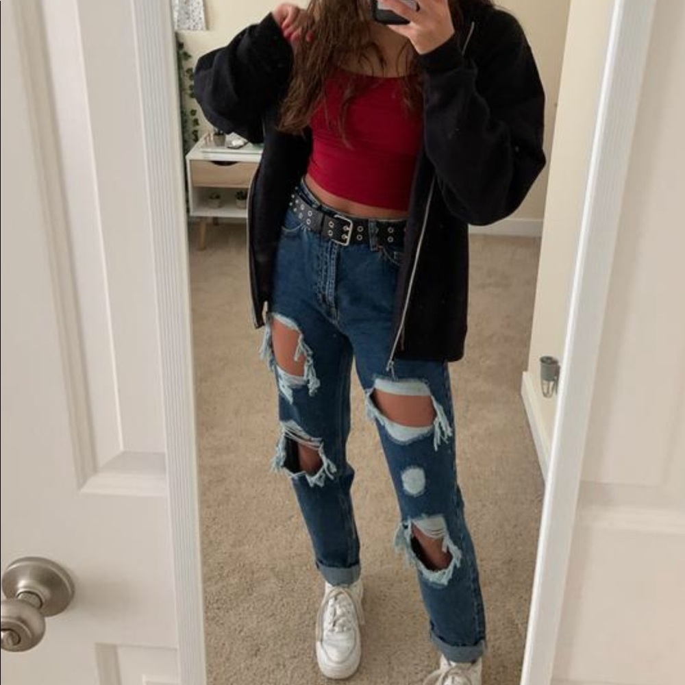 Urban Outfitters BDG High Waisted Mom Jeans Destroyed Medium Wash